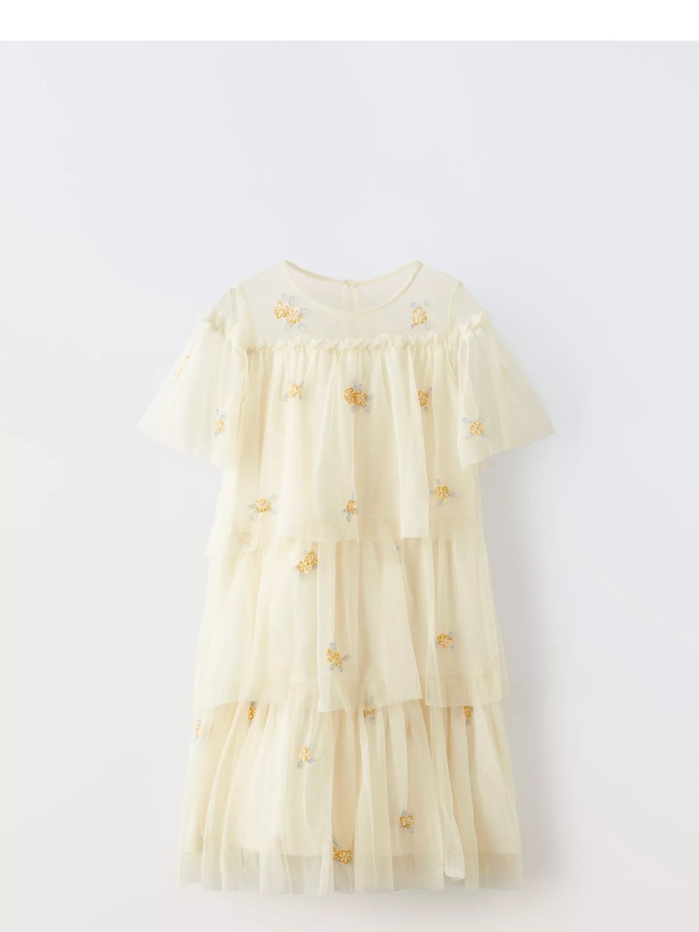 ZARA TULLE RUFFLE EMBROIDERED DRESS